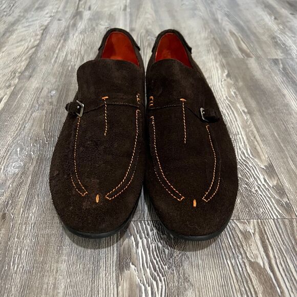 Magnanni Dark Brown Suede Monk Strap Loafers 9.5 - Picture 15 of 15